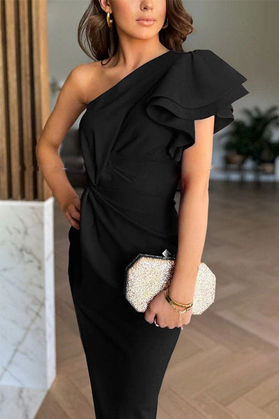 Joréna™ | Asymmetric Ruffle-Elegance Gown