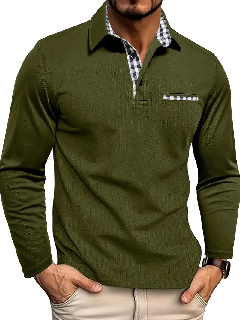 Aiden™ | Check-Collar Casual Polo Long Sleeve