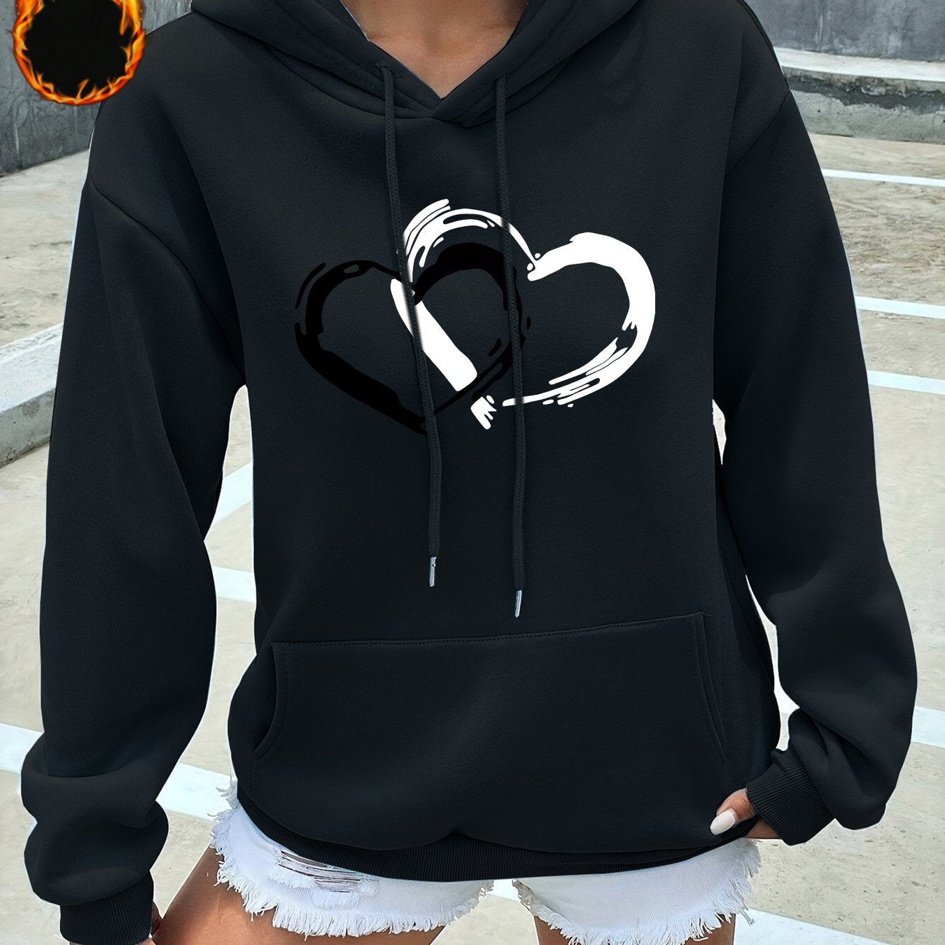 Aria™ | Heart Print Cozy Hoodie
