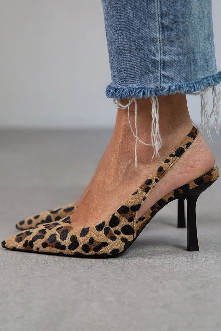 Leocara™ | Chic Leopard-Print Slingback Heels