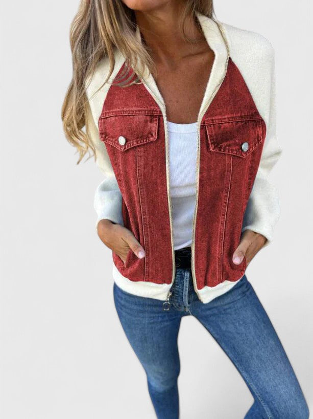 Hanelys™ | Denim Knit Contrast Jacket