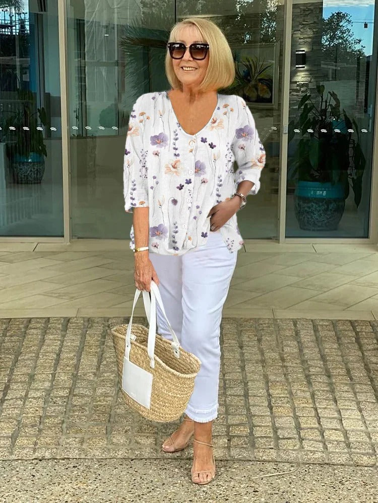 Myla™ | Cotton and Linen Floral Top