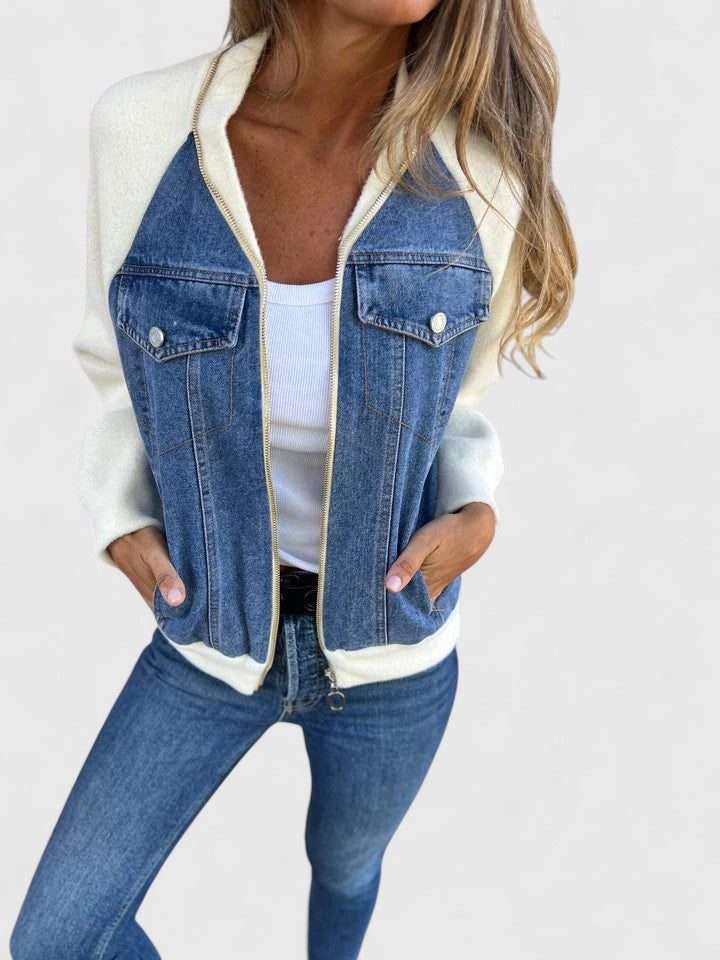 Hanelys™ | Denim Knit Contrast Jacket
