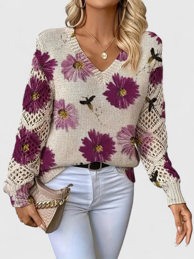 Florelys™ | Vintage Floral Knit Sweater