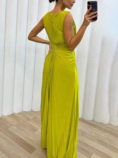 Davina™ | Pleated Maxi Evening Dress