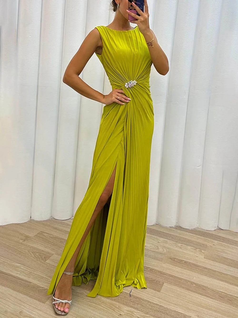 Davina™ | Pleated Maxi Evening Dress