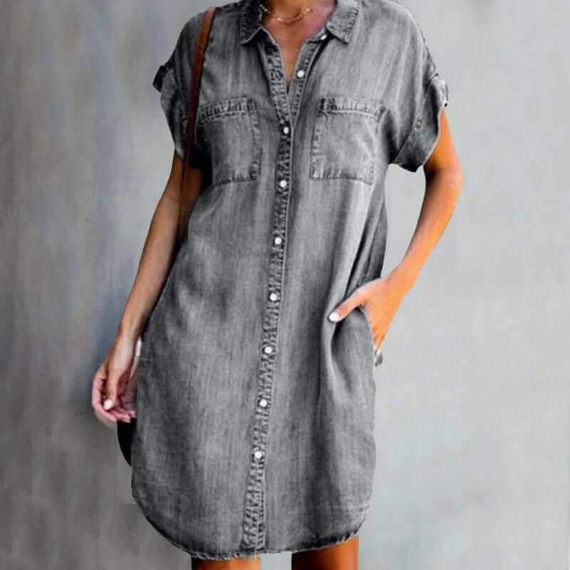 Marbella™ | Casual Denim Shirt Dress