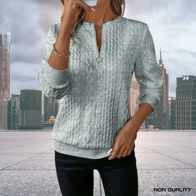 Elara™ | Cable Knit Zip-Up Sweater