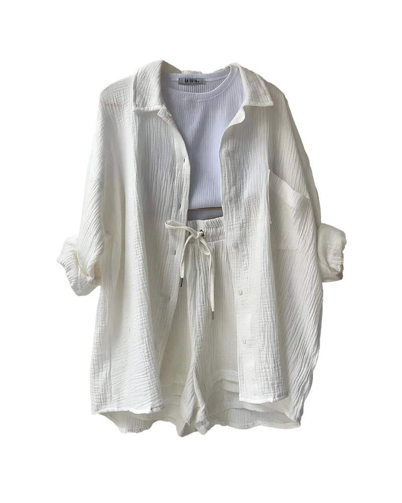 Eloisa™ | Cotton Button-Up Shorts Set