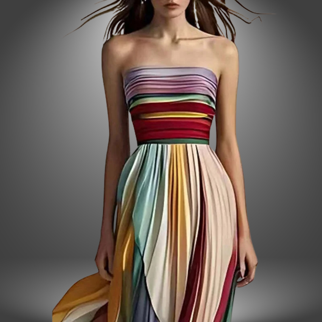 Delvina™ | Strapless Colorblock Maxi Dress