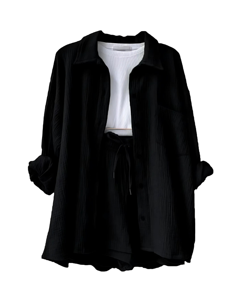 Eloisa™ | Cotton Button-Up Shorts Set