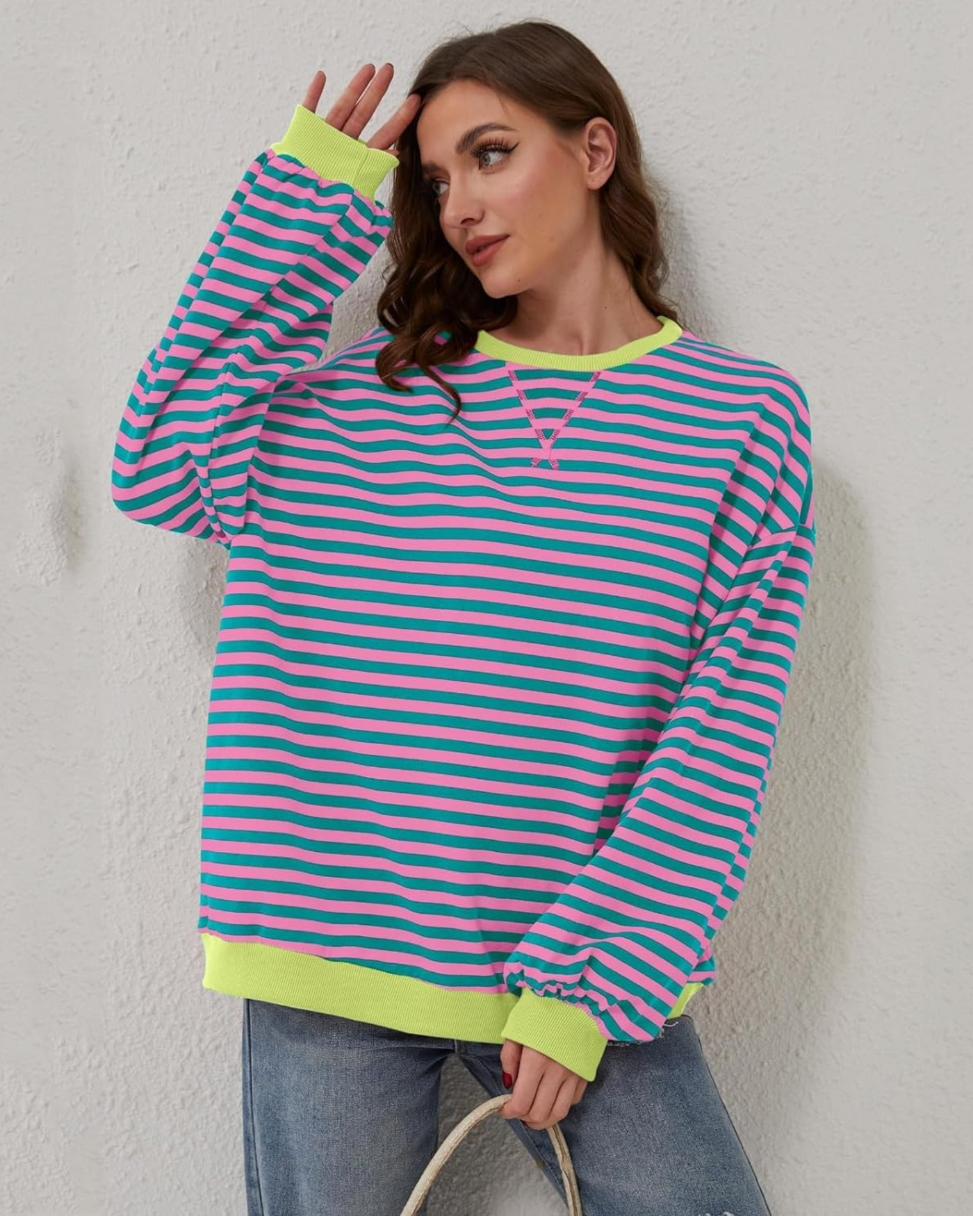 Mia™ | OVERSIZED STRIPED LONG SLEEVE SWEATSHIRT