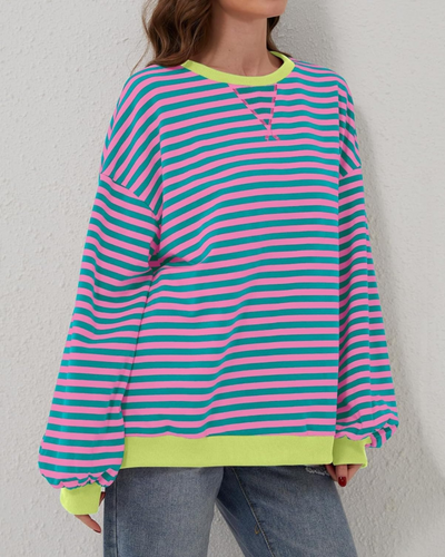 Mia™ | OVERSIZED STRIPED LONG SLEEVE SWEATSHIRT