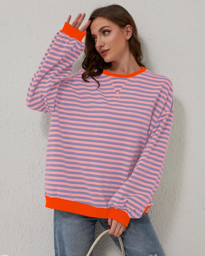 Mia™ | OVERSIZED STRIPED LONG SLEEVE SWEATSHIRT