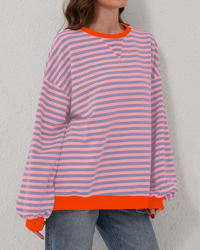 Mia™ | OVERSIZED STRIPED LONG SLEEVE SWEATSHIRT