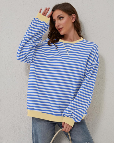 Mia™ | OVERSIZED STRIPED LONG SLEEVE SWEATSHIRT