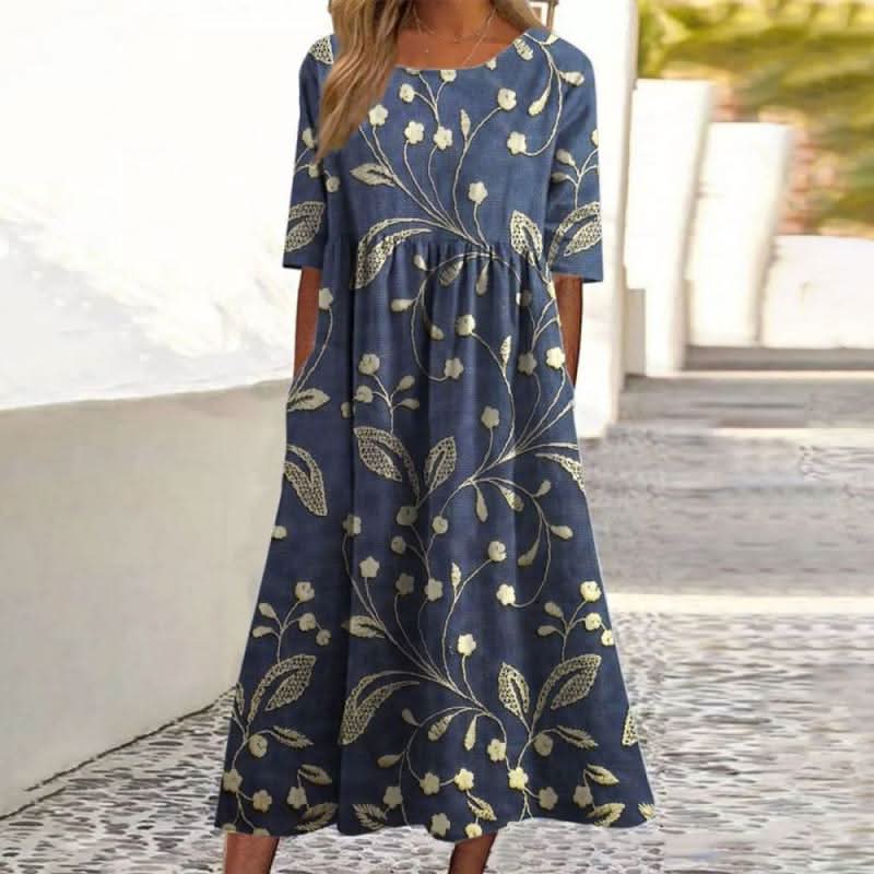 Maria™ | Embroidered Relaxed Midi Dress