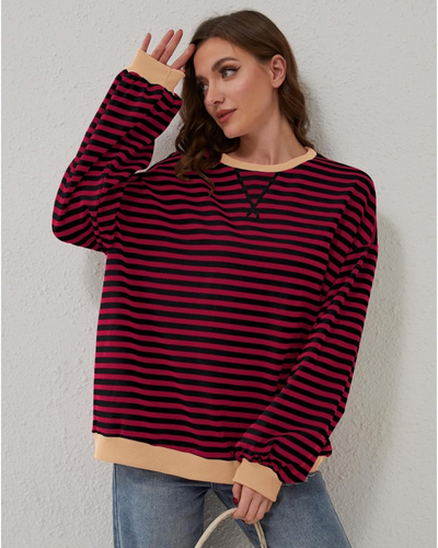 Mia™ | OVERSIZED STRIPED LONG SLEEVE SWEATSHIRT