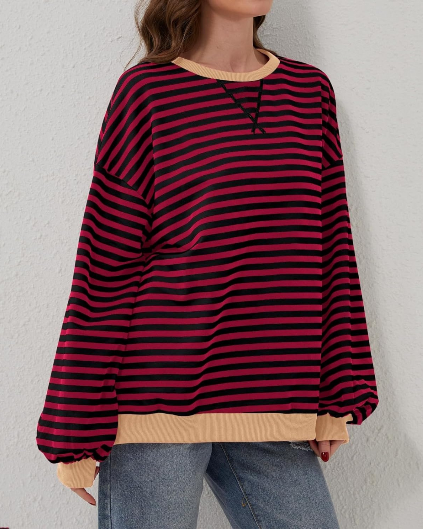 Mia™ | OVERSIZED STRIPED LONG SLEEVE SWEATSHIRT