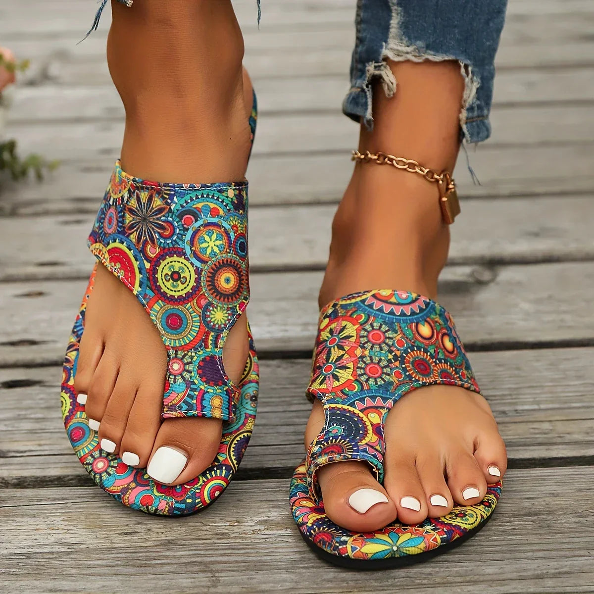 Xiomara™ | Boho Mandala Print Sandals