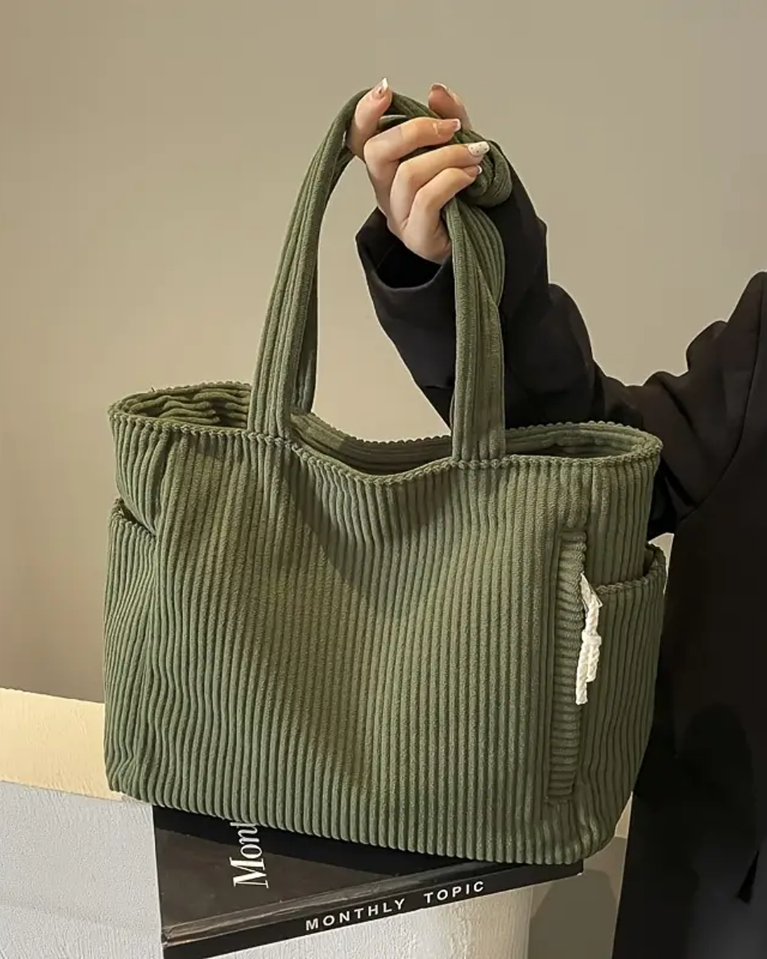Cordavia™ | Textured Corduroy Tote Bag