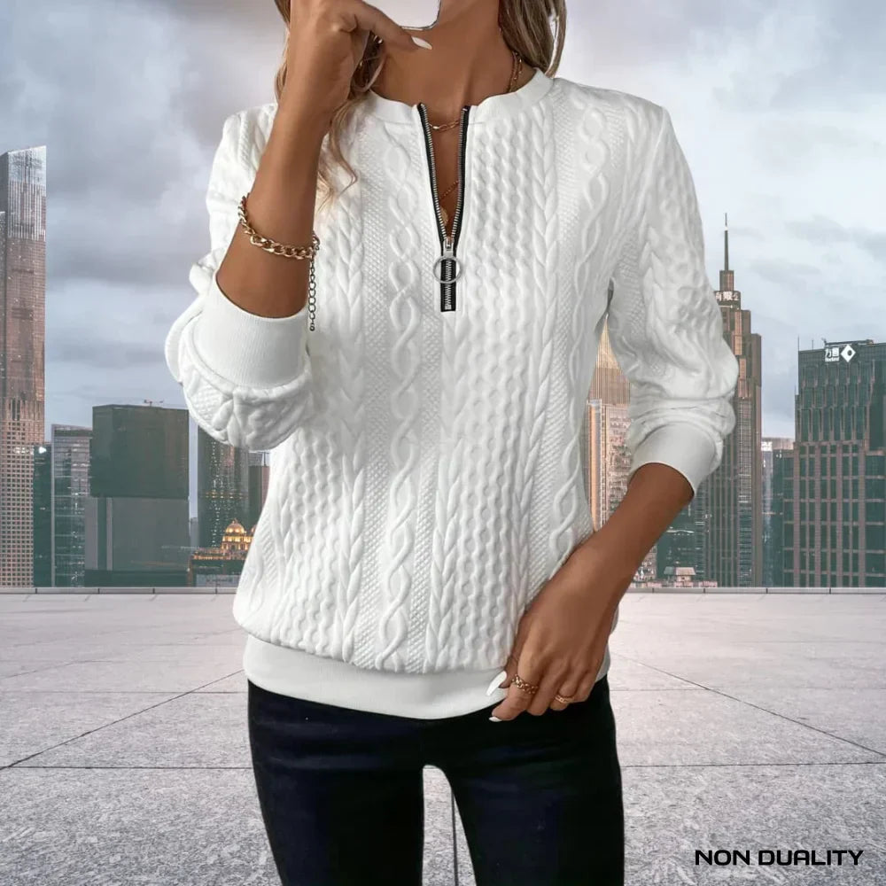 Elara™ | Cable Knit Zip-Up Sweater