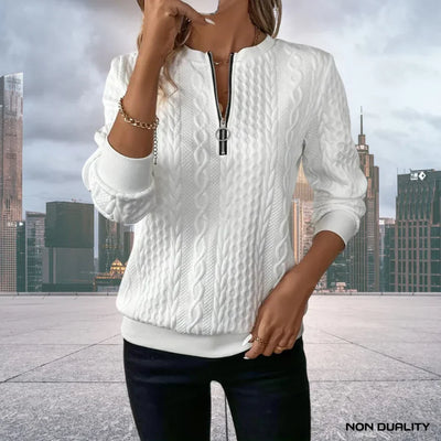Elara™ | Cable Knit Zip-Up Sweater