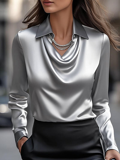 Philiane™ | Luxe Satin Cowl Blouse