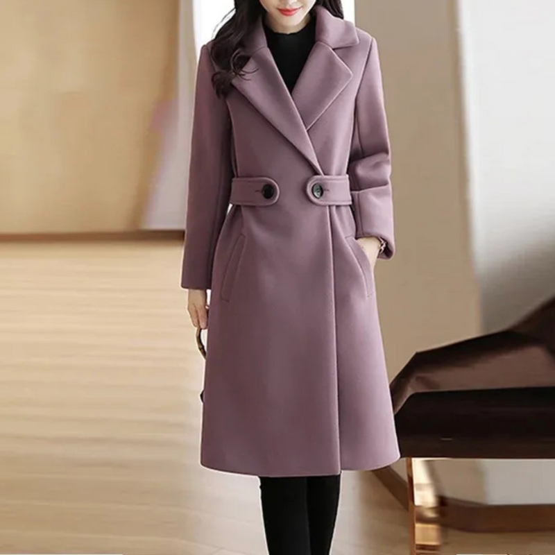 Delyra™ | Double-Button Long Wool Coat