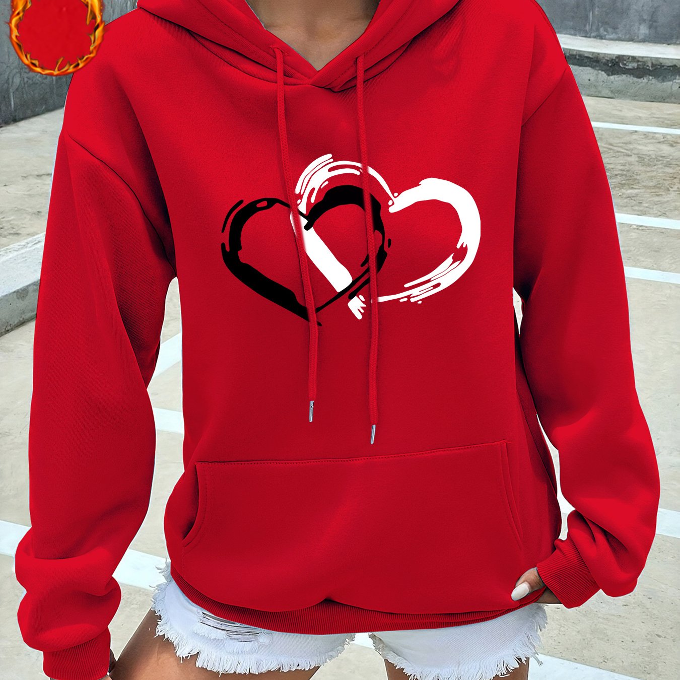 Aria™ | Heart Print Cozy Hoodie