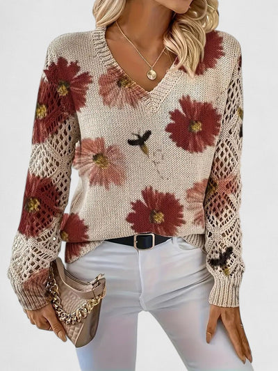 Élodise™ | Floral Crochet Knit Sweater