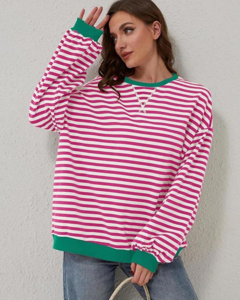 Mia™ | OVERSIZED STRIPED LONG SLEEVE SWEATSHIRT