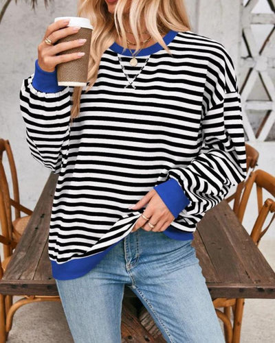 Mia™ | OVERSIZED STRIPED LONG SLEEVE SWEATSHIRT
