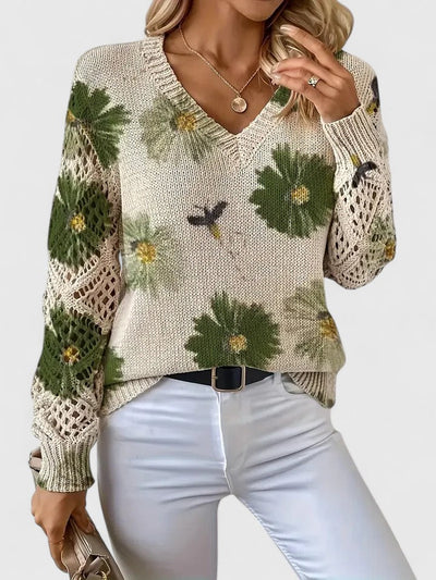 Florelys™ | Vintage Floral Knit Sweater