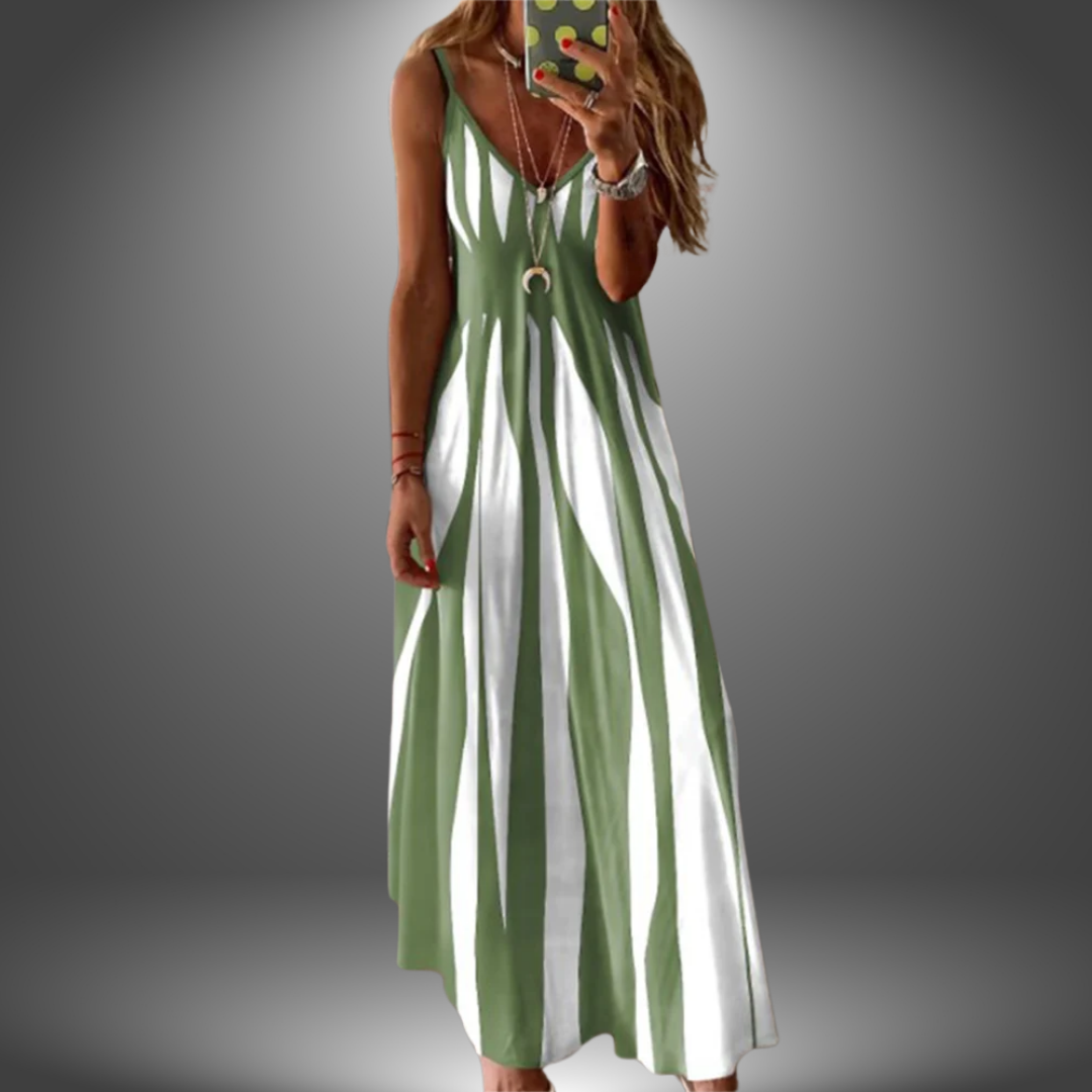 Neraya™ | Striped Spaghetti Strap Maxi Dress