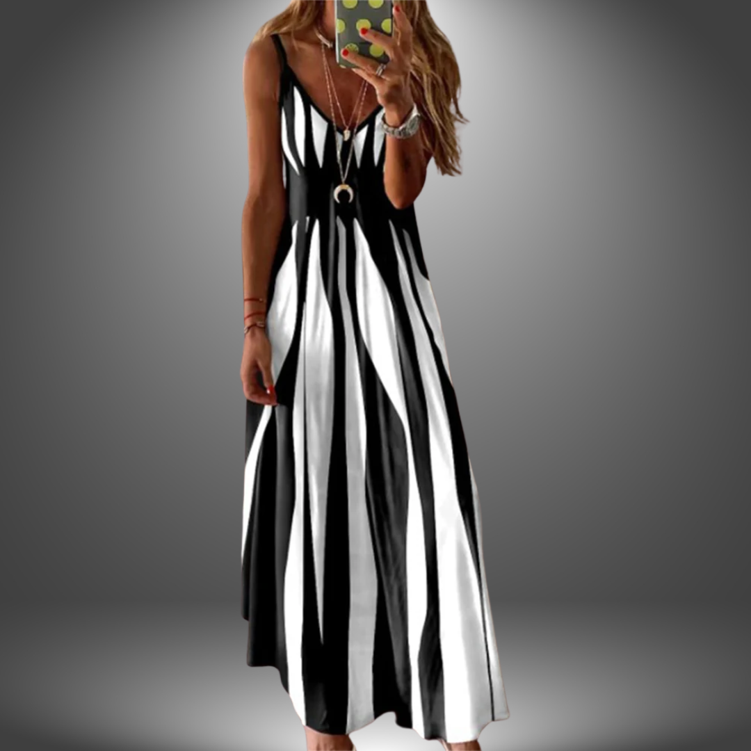 Neraya™ | Striped Spaghetti Strap Maxi Dress