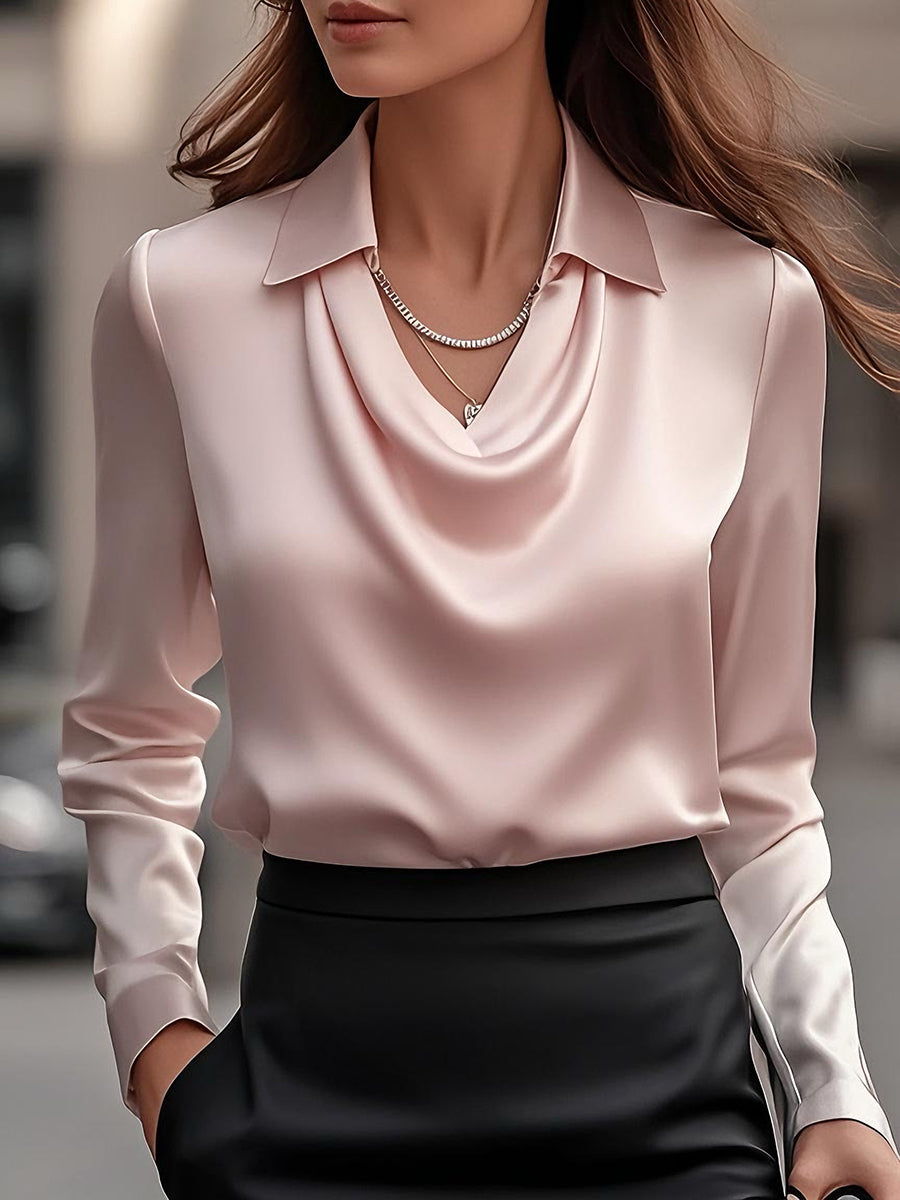 Philiane™ | Luxe Satin Cowl Blouse