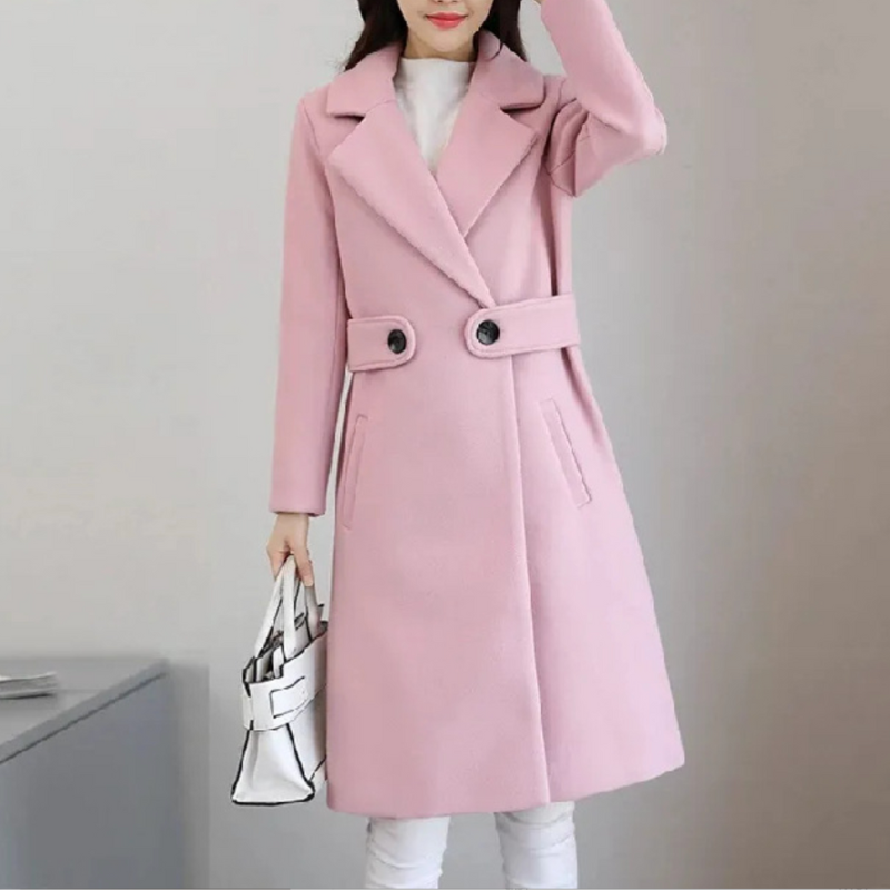 Delyra™ | Double-Button Long Wool Coat