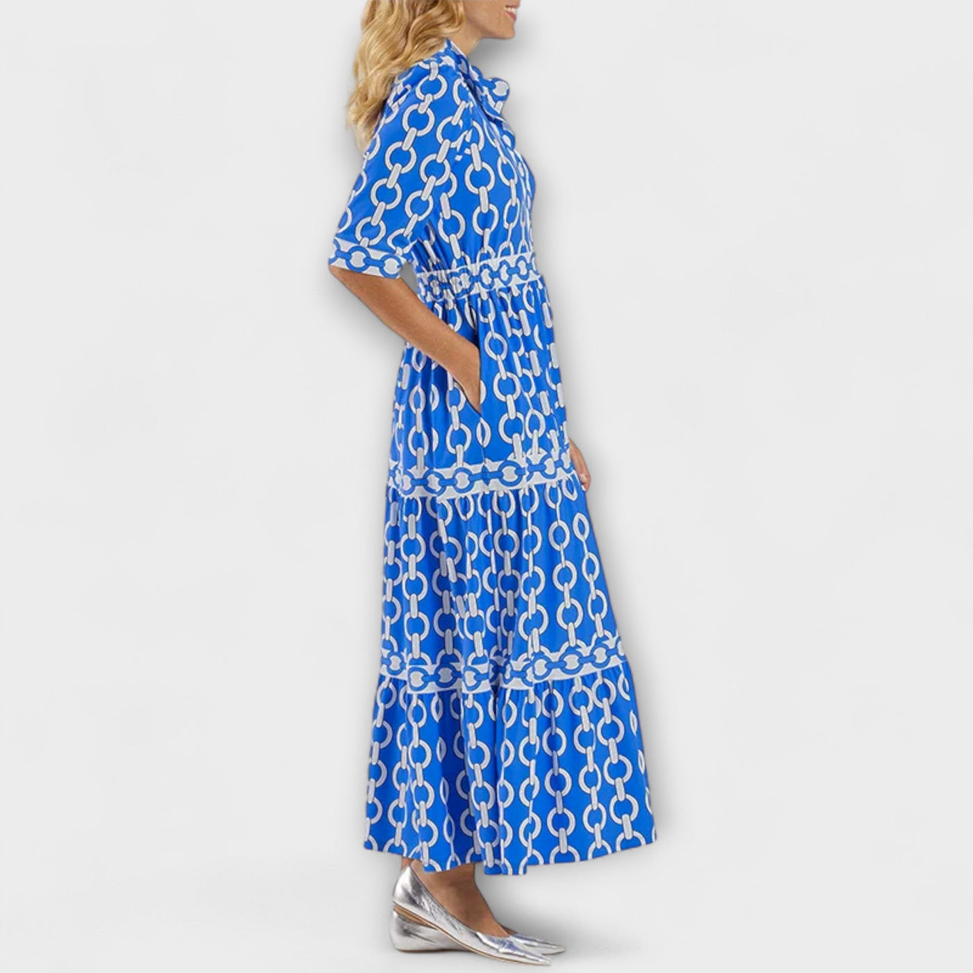Cévarra™ | Bold Chain Print Midi Dress