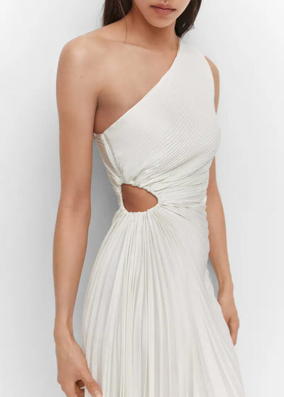 Sylviana™ | One-Shoulder Pleated Midi Dress