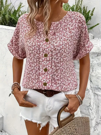 Océline™ | Elegant Blouse with Floral Print