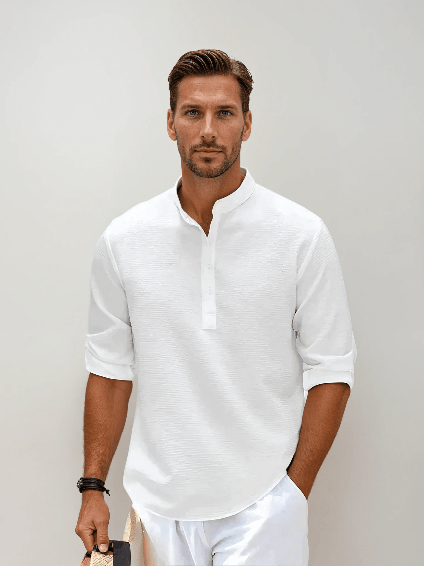Léopold™ | Textured Henley Collar Shirt