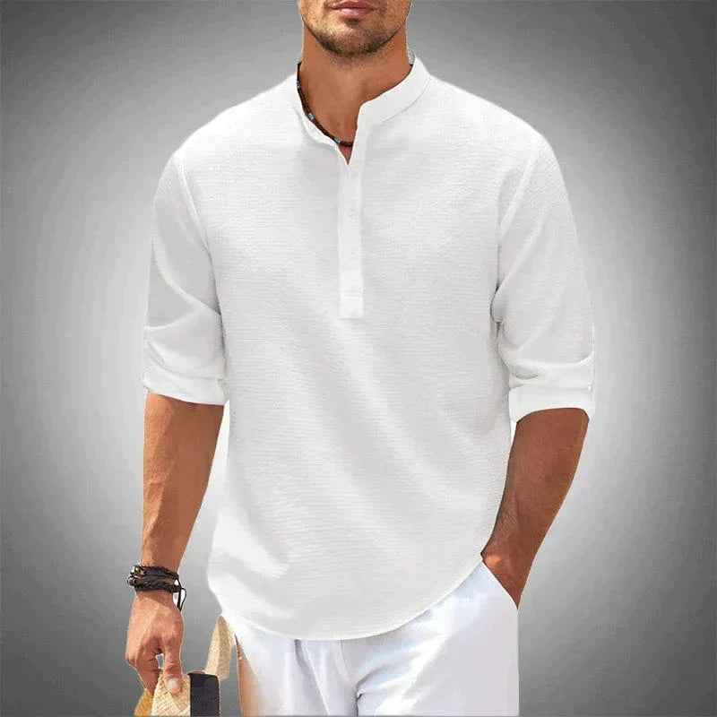 Léopold™ | Textured Henley Collar Shirt