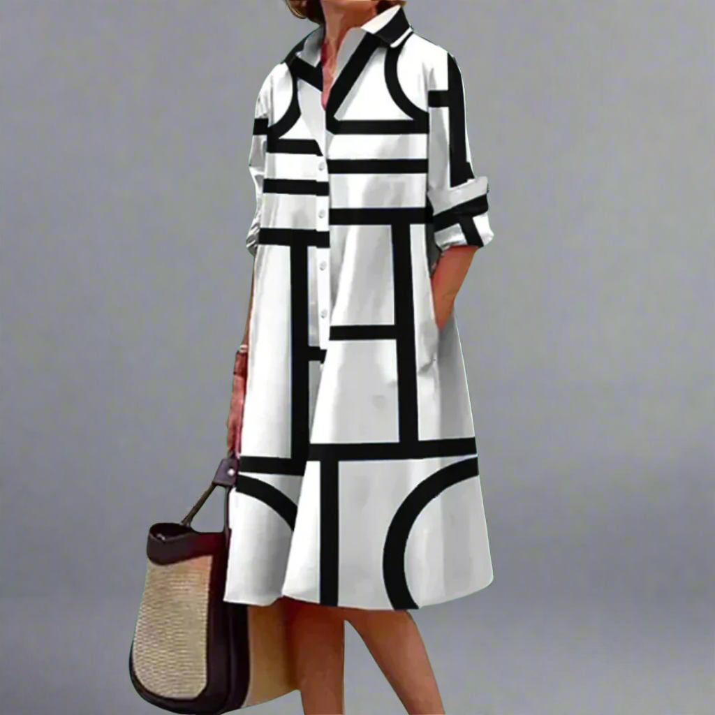 Calianne™ | Geometric Shirt Dress for Women