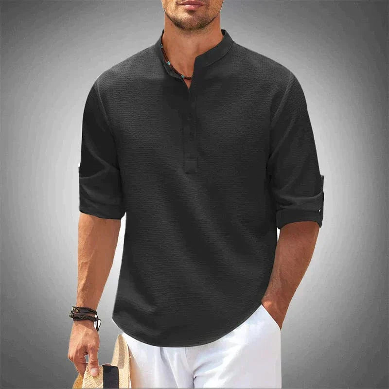 Léopold™ | Textured Henley Collar Shirt