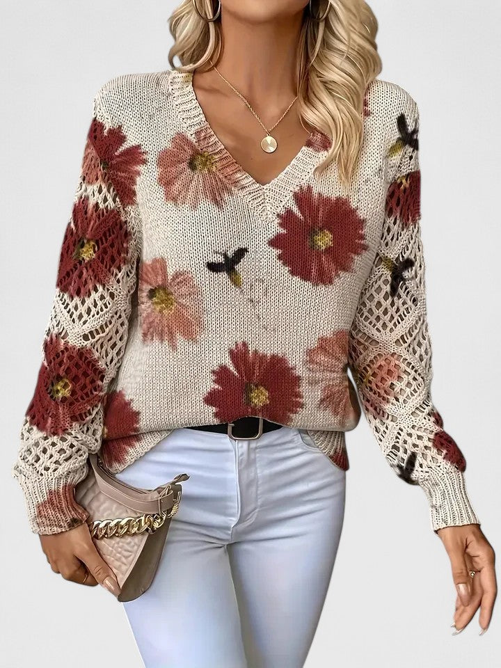 Florelys™ | Vintage Floral Knit Sweater