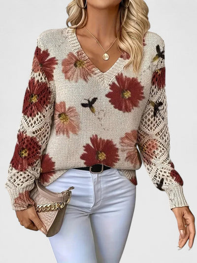 Élodise™ | Floral Crochet Knit Sweater