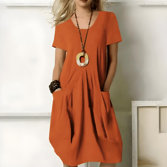 Cerise™ | Elegant Cotton Dress with Belly Cover