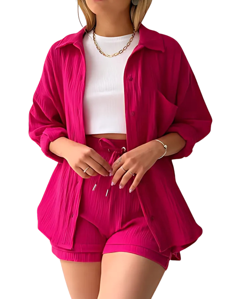 Eloisa™ | Cotton Button-Up Shorts Set