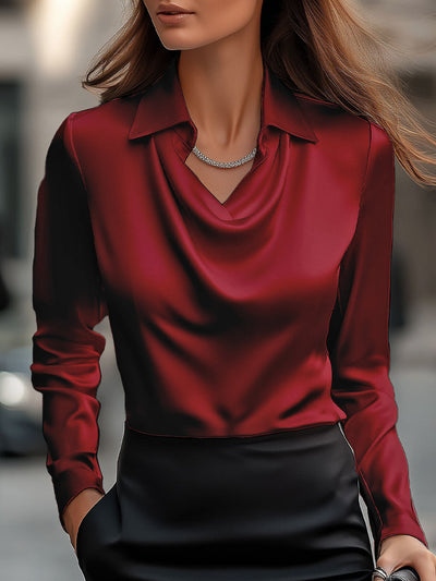 Philiane™ | Luxe Satin Cowl Blouse